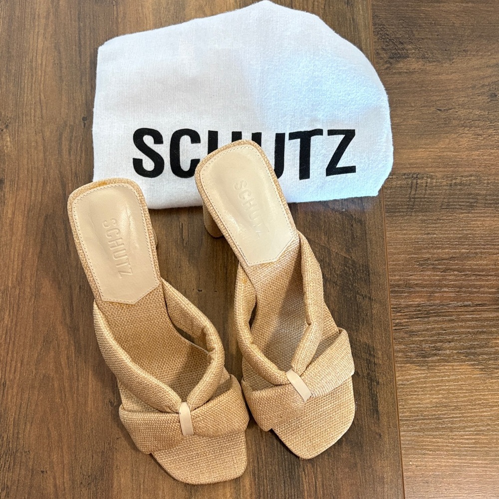 SCHUTZ Women's Beige Textured Mules